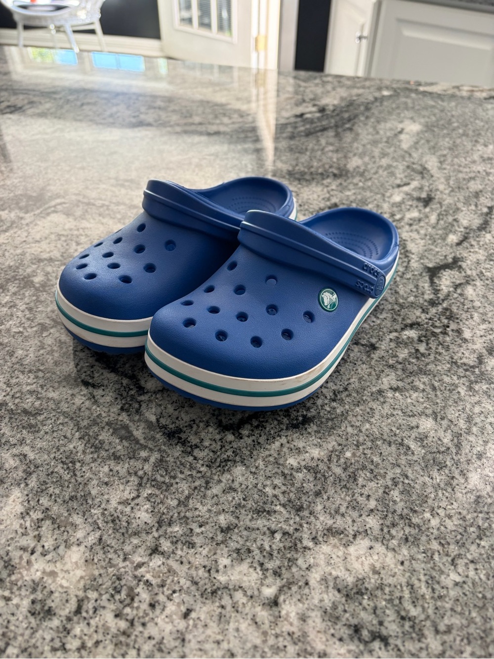 CROCS Kids Royal Blue Clog with Aqua Stripe